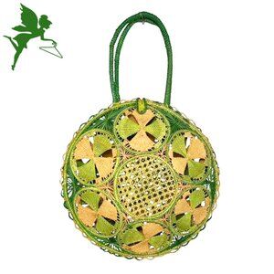 SILVIA TCHERASSI Artisan Handwoven Irica Palm Top Handle Bag